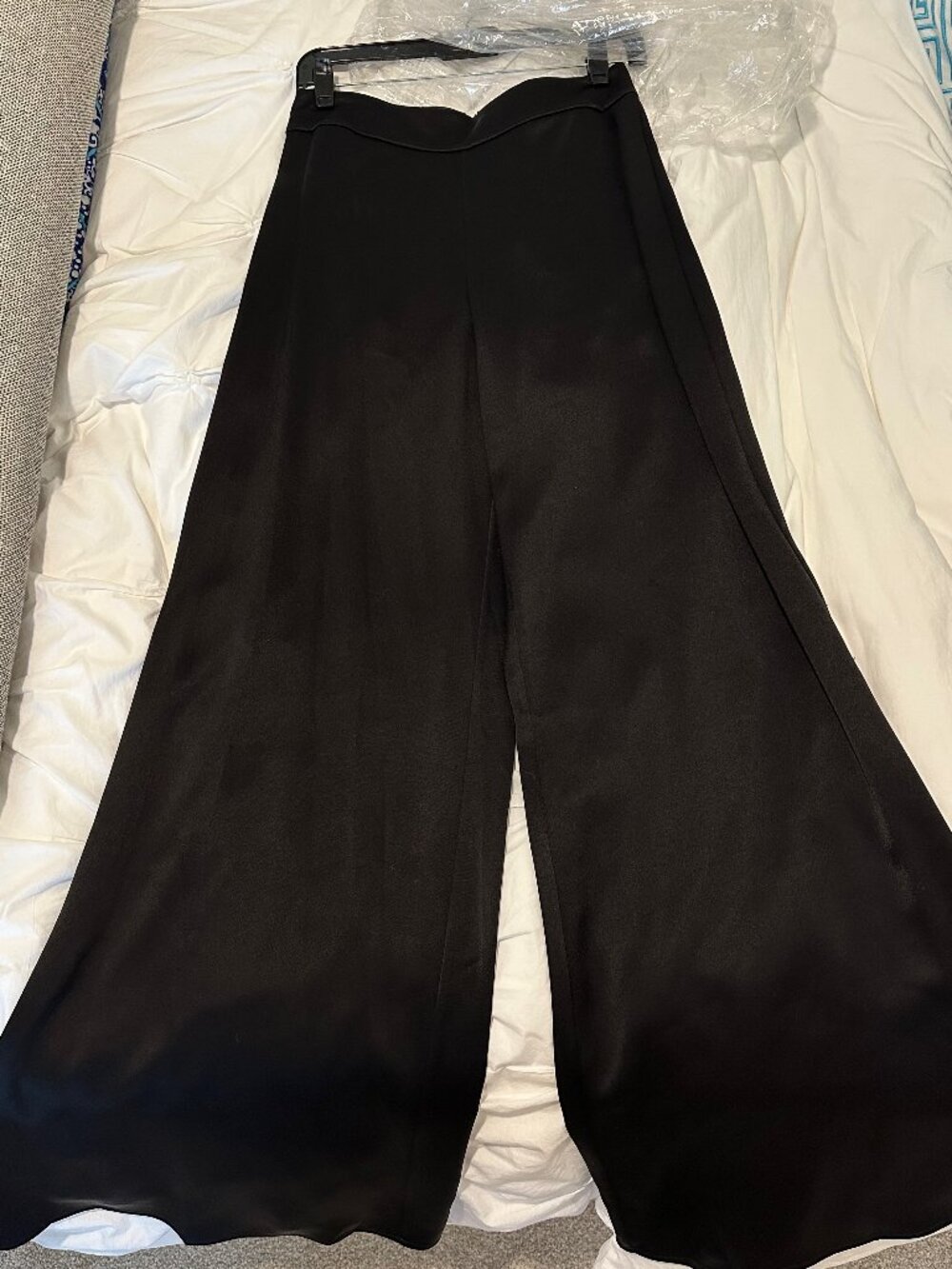 Alice + Olivia - Black Wide Leg Satin Pants - Size 6